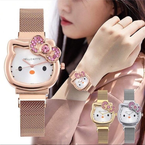 Gold Rhinestone Hello Kitty Watch - Picture 3 of 6